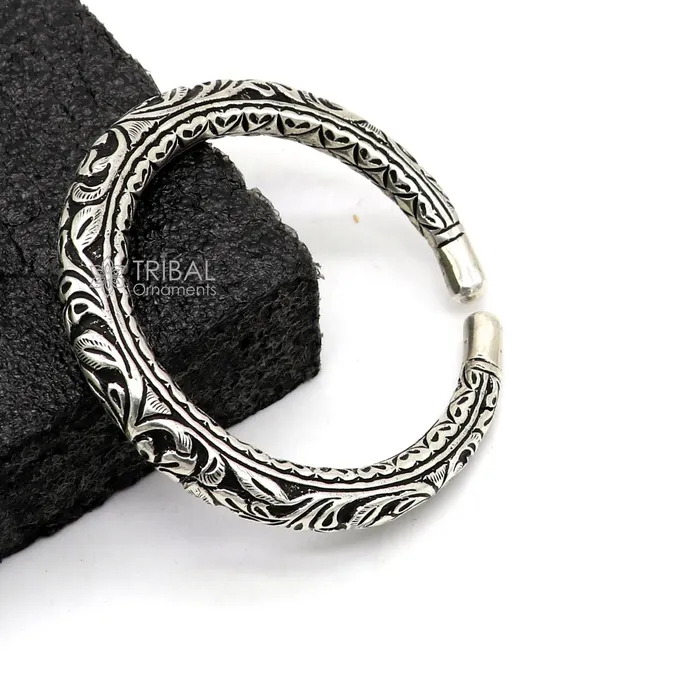 Bracelets 925 Sterling silver handmade fabulous chitai work customized bangle bracelet kada with pearl unisex personalized tribal jewelry nsk811 TRIBAL ORNAMENTS