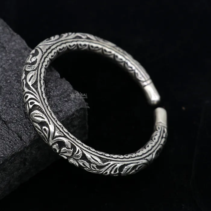 Bracelets 925 Sterling silver handmade fabulous chitai work customized bangle bracelet kada with pearl unisex personalized tribal jewelry nsk811 TRIBAL ORNAMENTS