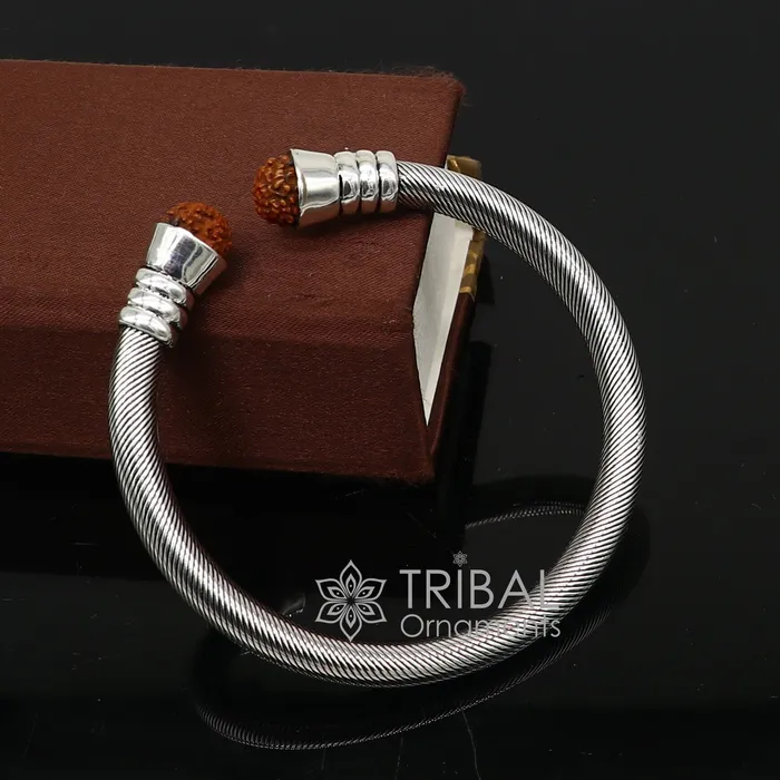 Bracelets 925 Sterling silver handmade fabulous designer Rudraksha kada bangle bracelet by twistingantique unisex jewelry nsk681 TRIBAL ORNAMENTS