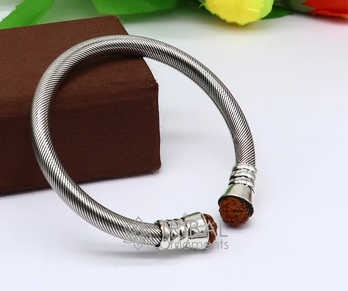 Bracelets 925 Sterling silver handmade fabulous designer Rudraksha kada bangle bracelet by twistingantique unisex jewelry nsk681 TRIBAL ORNAMENTS