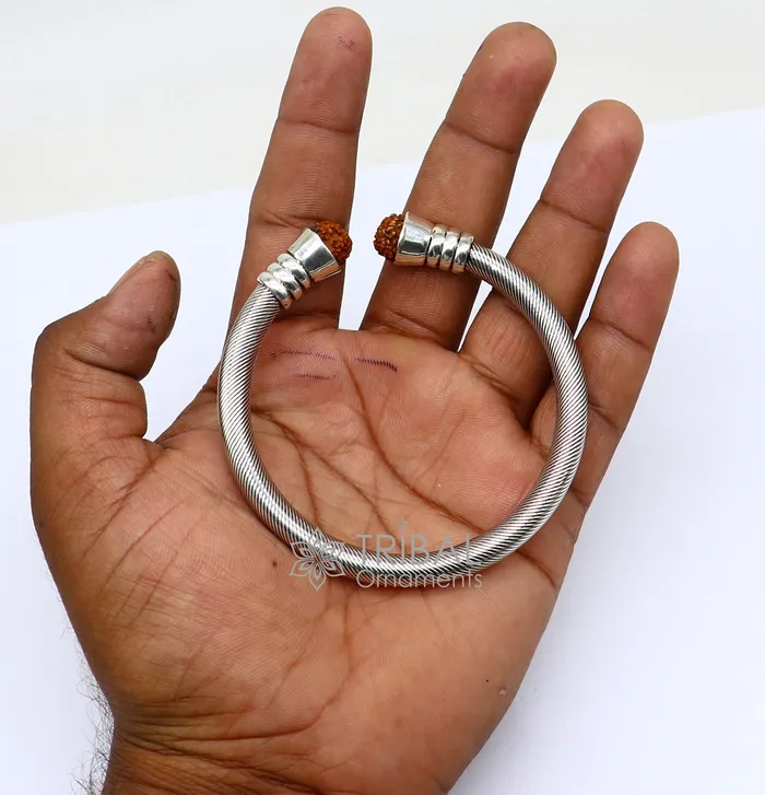 Bracelets 925 Sterling silver handmade fabulous designer Rudraksha kada bangle bracelet by twistingantique unisex jewelry nsk681 TRIBAL ORNAMENTS