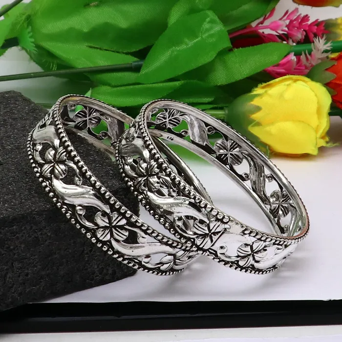 Bracelets Floral style 925 sterling silver amazing customized bangle bracelet kada best brides gifting ethnic stylish tribal fashion jewelry nba394 TRIBAL ORNAMENTS Bracelets Floral style 925 sterling silver amazing customized bangle bracelet kada best brides gifting ethnic stylish tribal fashion jewelry nba394 TRIBAL ORNAMENTS