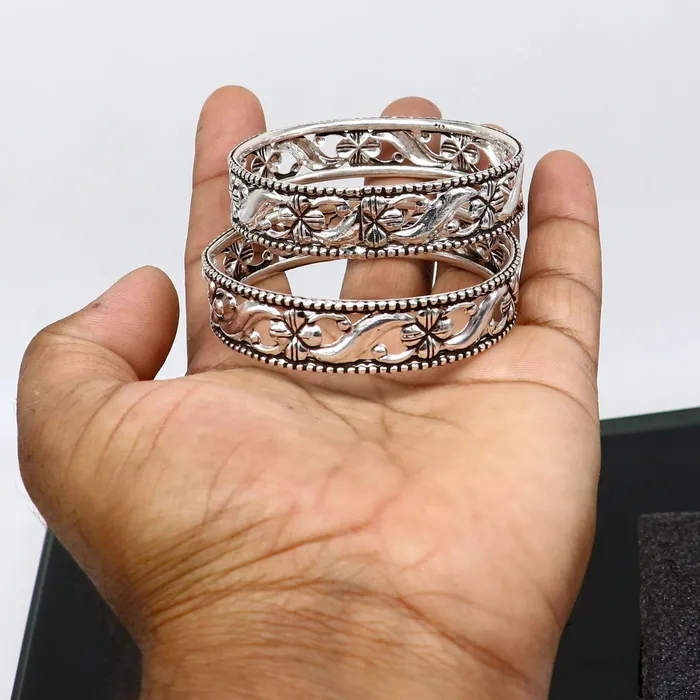 Bracelets Floral style 925 sterling silver amazing customized bangle bracelet kada best brides gifting ethnic stylish tribal fashion jewelry nba394 TRIBAL ORNAMENTS Bracelets Floral style 925 sterling silver amazing customized bangle bracelet kada best brides gifting ethnic stylish tribal fashion jewelry nba394 TRIBAL ORNAMENTS