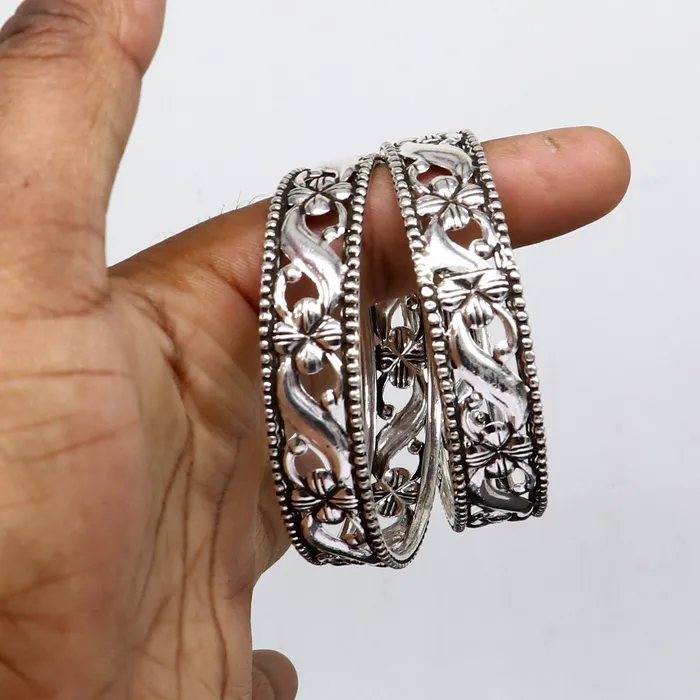 Bracelets Floral style 925 sterling silver amazing customized bangle bracelet kada best brides gifting ethnic stylish tribal fashion jewelry nba394 TRIBAL ORNAMENTS Bracelets Floral style 925 sterling silver amazing customized bangle bracelet kada best brides gifting ethnic stylish tribal fashion jewelry nba394 TRIBAL ORNAMENTS