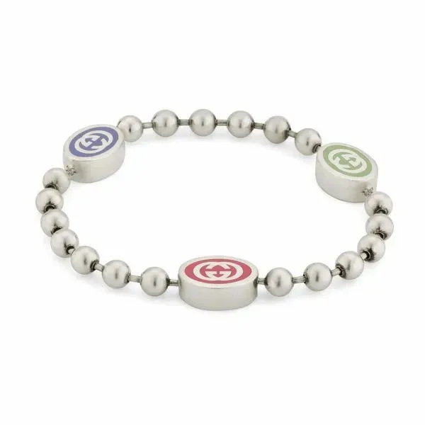 Bracelets GUCCI Gucci Sterling Silver Boule Bracelet With Multi Colored Enamel Bracelets GUCCI Gucci Sterling Silver Boule Bracelet With Multi Colored Enamel