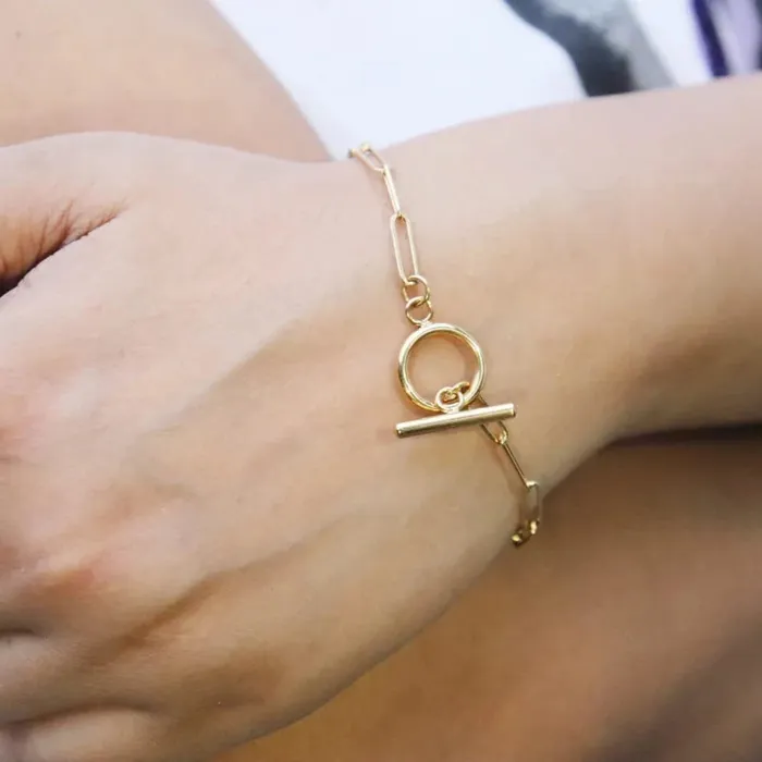Bracelets Jewelvers 18K GoldFilled Link Toggle Closure Chain Bracelet