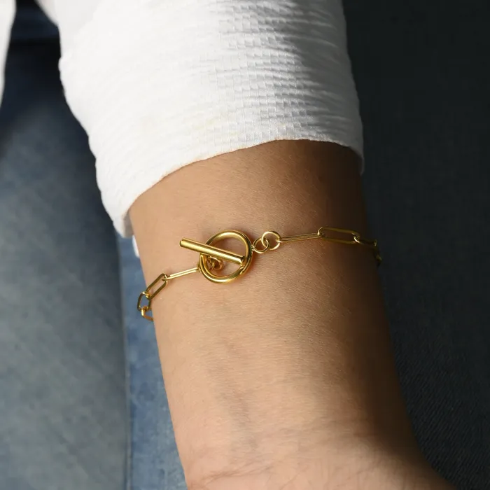 Bracelets Jewelvers 18K GoldFilled Link Toggle Closure Chain Bracelet