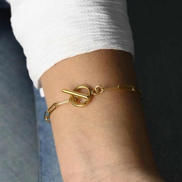 Bracelets Jewelvers 18K GoldFilled Link Toggle Closure Chain Bracelet