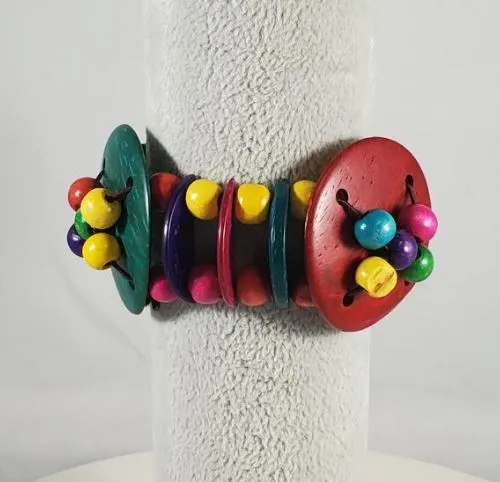 Bracelets Polly B639 Colorful Wooden Disk Bead Bracelet
