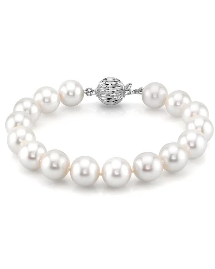 Bracelets spt 95105mm White Freshwater Pearl Bracelet AAAA Quality