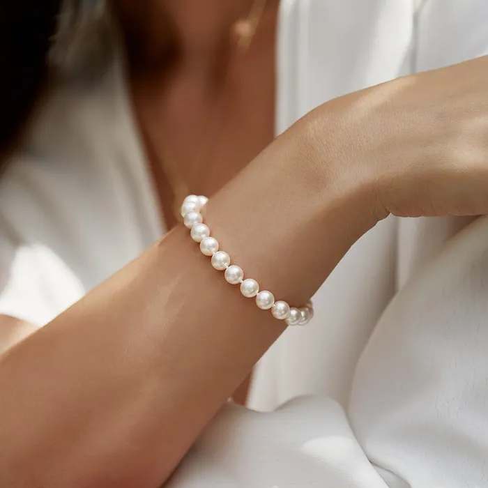 Bracelets spt White Japanese Hanadama Akoya Pearl Bracelet 7075mm