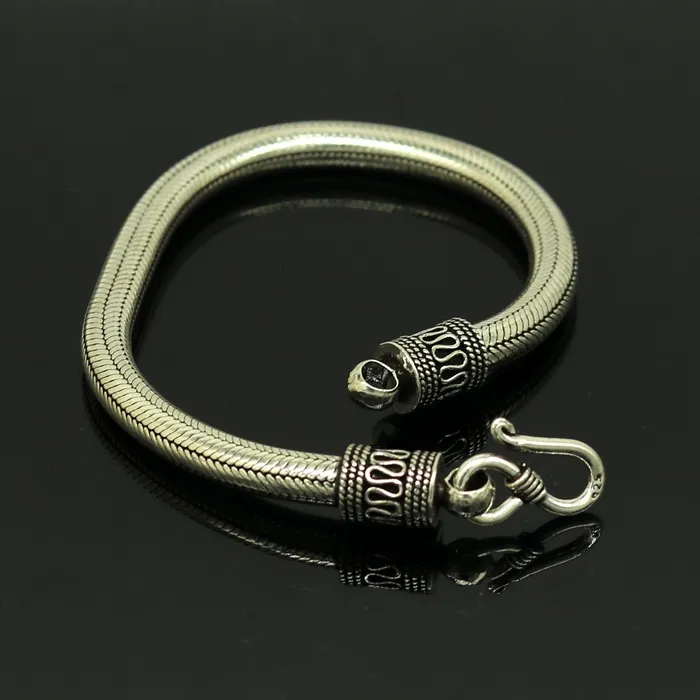Bracelets TRIBAL ORNAMENTS 9 solid 925 sterling silver handmade snake chain heavy customized round design bracelet personalized gifting jewelry sbr208