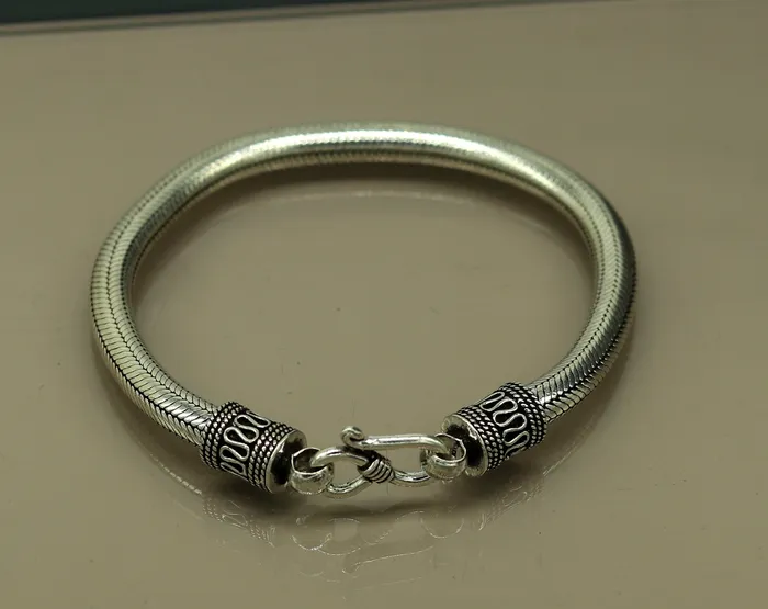 Bracelets TRIBAL ORNAMENTS 9 solid 925 sterling silver handmade snake chain heavy customized round design bracelet personalized gifting jewelry sbr208