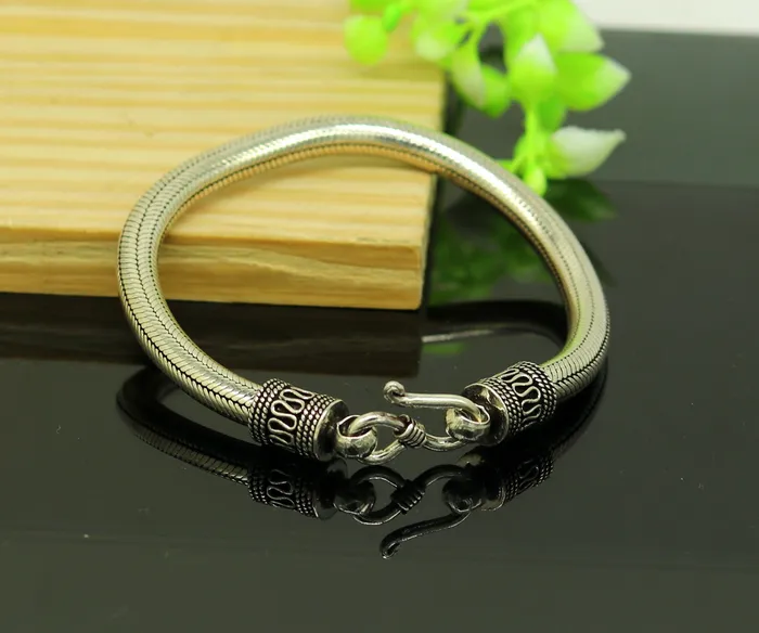 Bracelets TRIBAL ORNAMENTS 9 solid 925 sterling silver handmade snake chain heavy customized round design bracelet personalized gifting jewelry sbr208