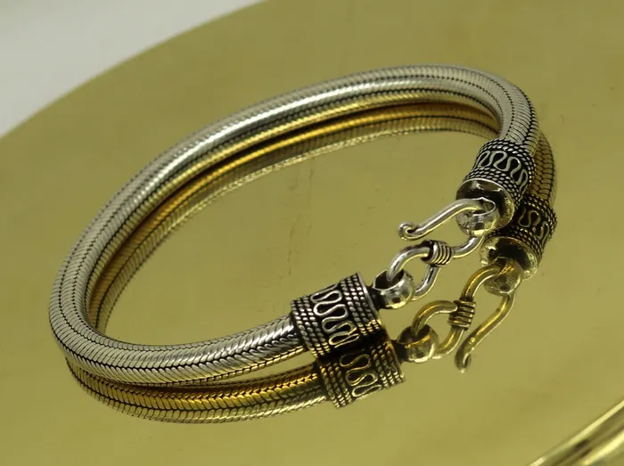 Bracelets TRIBAL ORNAMENTS 9 solid 925 sterling silver handmade snake chain heavy customized round design bracelet personalized gifting jewelry sbr208