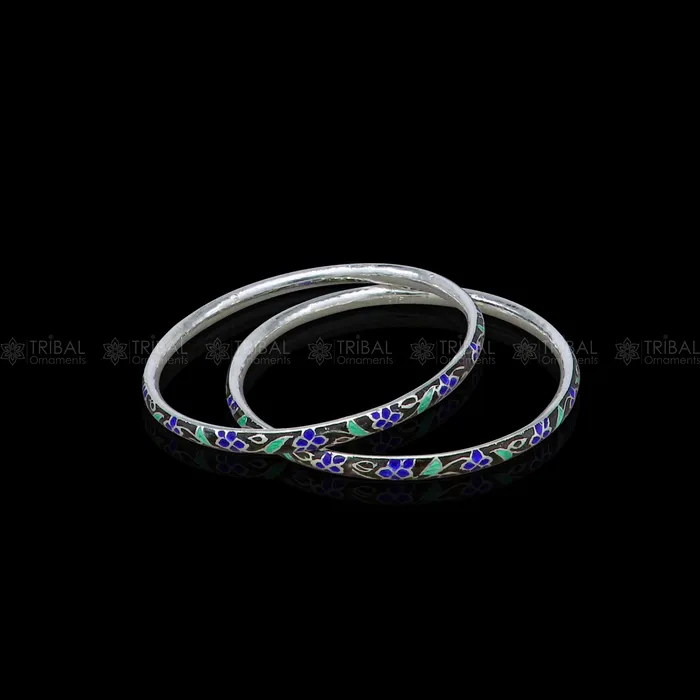 Bracelets TRIBAL ORNAMENTS 925 sterling meenakari work designer bangle bracelet pure silver gifting jewelry brides made bangles ba433
