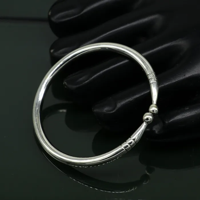 Bracelets TRIBAL ORNAMENTS 925 sterling silver exclusive plain bright design new born baby bangle kada baby bracelet kada best gifting adjustable kada nbbk224