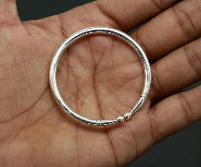 Bracelets TRIBAL ORNAMENTS 925 sterling silver exclusive plain bright design new born baby bangle kada baby bracelet kada best gifting adjustable kada nbbk224