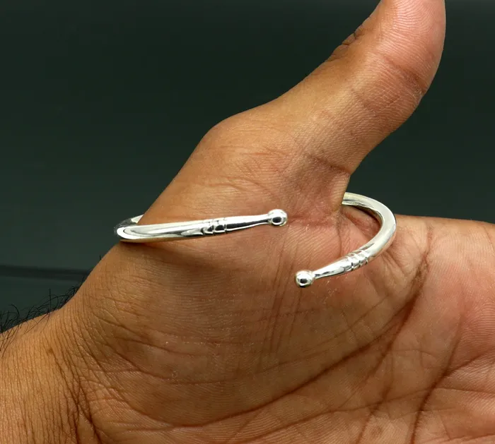 Bracelets TRIBAL ORNAMENTS 925 sterling silver exclusive plain bright design new born baby bangle kada baby bracelet kada best gifting adjustable kada nbbk224
