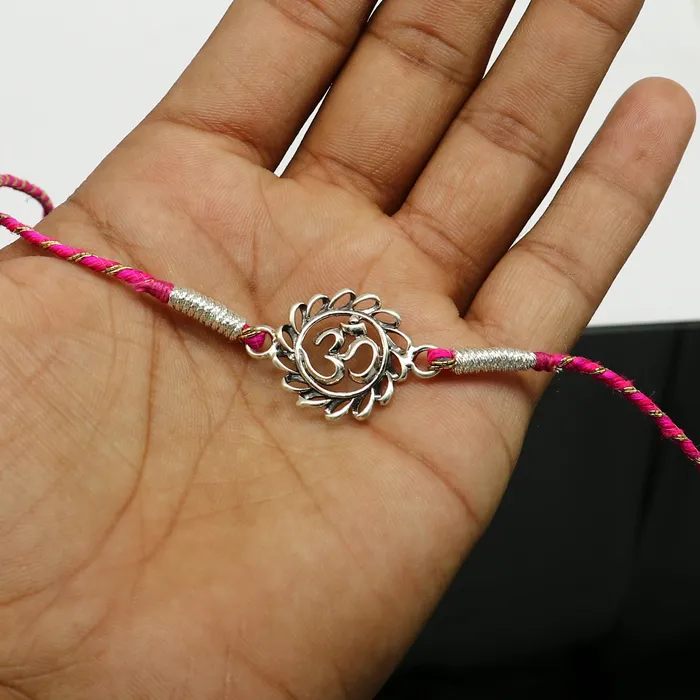 Bracelets TRIBAL ORNAMENTS 925 sterling silver handmade AUM OM design Rakhi Bracelet amazing stylish gift for Rakshabandhan rk36
