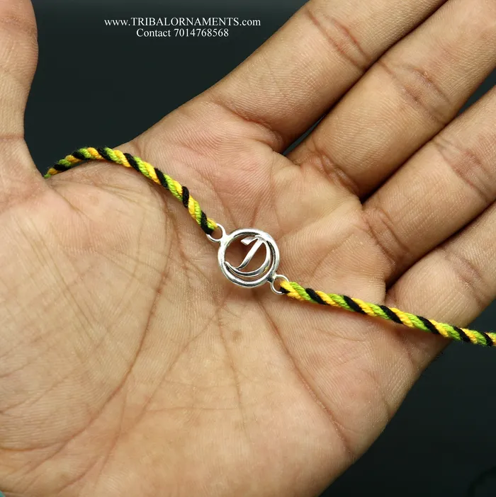 Bracelets TRIBAL ORNAMENTS 925 sterling silver handmade D letter design Rakhi Bracelet amazing stylish gift for Rakshabandhan rk86