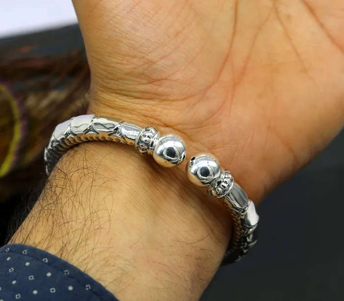 Bracelets TRIBAL ORNAMENTS 925 sterling silver handmade gorgeous customized work bangle bracelet kada vintage antique design stylish bangle unisex jewelry nsk328 Bracelets TRIBAL ORNAMENTS 925 sterling silver handmade gorgeous customized work bangle bracelet kada vintage antique design stylish bangle unisex jewelry nsk328