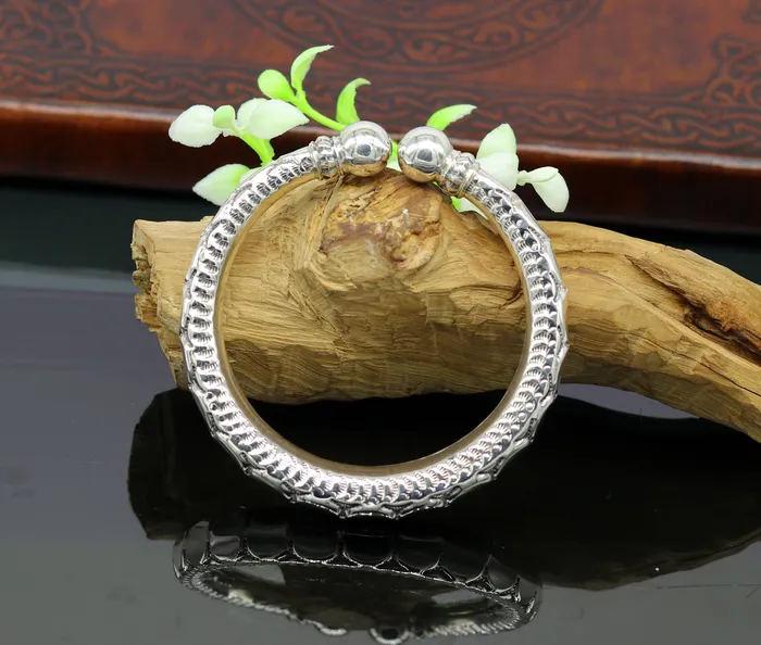 Bracelets TRIBAL ORNAMENTS 925 sterling silver handmade gorgeous customized work bangle bracelet kada vintage antique design stylish bangle unisex jewelry nsk328