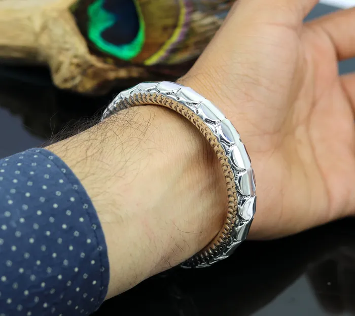 Bracelets TRIBAL ORNAMENTS 925 sterling silver handmade gorgeous customized work bangle bracelet kada vintage antique design stylish bangle unisex jewelry nsk328