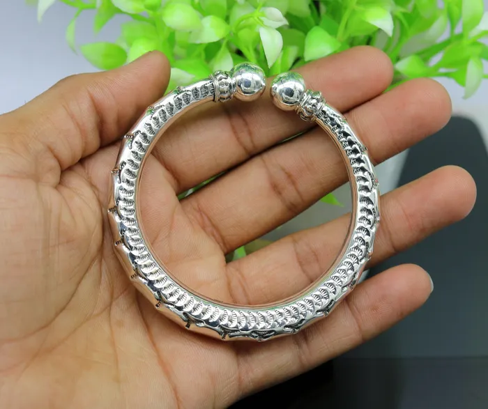 Bracelets TRIBAL ORNAMENTS 925 sterling silver handmade gorgeous customized work bangle bracelet kada vintage antique design stylish bangle unisex jewelry nsk328
