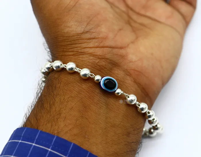Bracelets TRIBAL ORNAMENTS 925 sterling silver handmade silver beaded evil eye bracelet amazing stylish unisex cultural trendy bracelet all sizes jewelry sbr467 Bracelets TRIBAL ORNAMENTS 925 sterling silver handmade silver beaded evil eye bracelet amazing stylish unisex cultural trendy bracelet all sizes jewelry sbr467