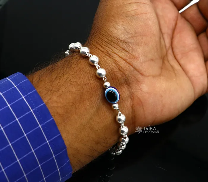 Bracelets TRIBAL ORNAMENTS 925 sterling silver handmade silver beaded evil eye bracelet amazing stylish unisex cultural trendy bracelet all sizes jewelry sbr467 Bracelets TRIBAL ORNAMENTS 925 sterling silver handmade silver beaded evil eye bracelet amazing stylish unisex cultural trendy bracelet all sizes jewelry sbr467