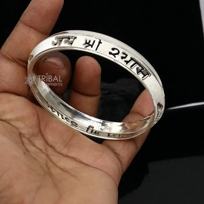 Bracelets TRIBAL ORNAMENTS 925 sterling silver handmade solid kada bracelet for mens amazing Jai Shri Shyam mantra kada mens daily use luxury kada jewelry nsk777