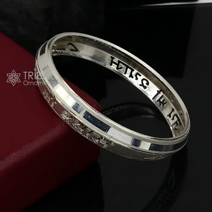 Bracelets TRIBAL ORNAMENTS 925 sterling silver handmade solid kada bracelet for mens amazing Jai Shri Shyam mantra kada mens daily use luxury kada jewelry nsk777
