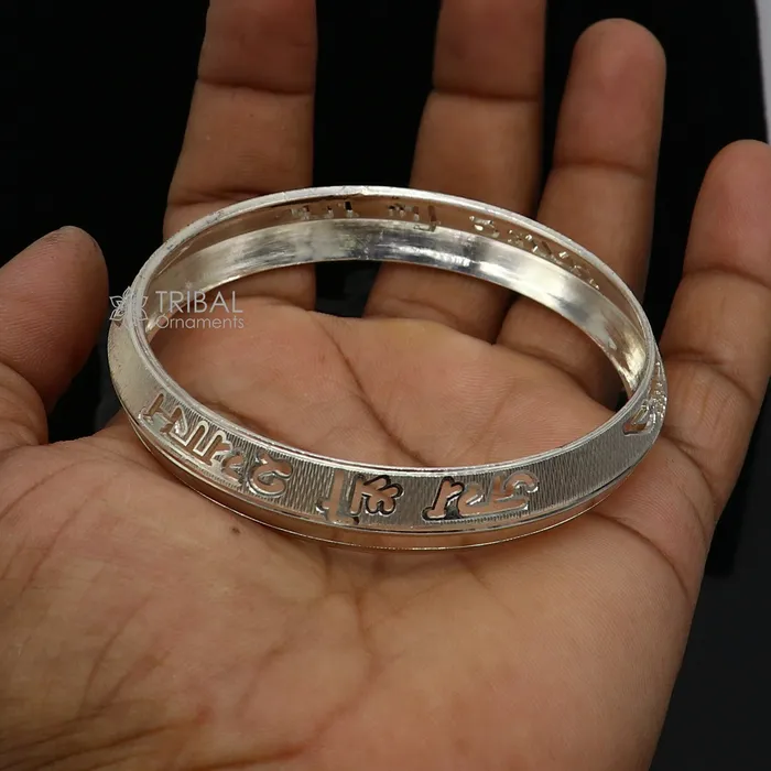 Bracelets TRIBAL ORNAMENTS 925 sterling silver handmade solid kada bracelet for mens amazing Jai Shri Shyam mantra kada mens daily use luxury kada jewelry nsk777