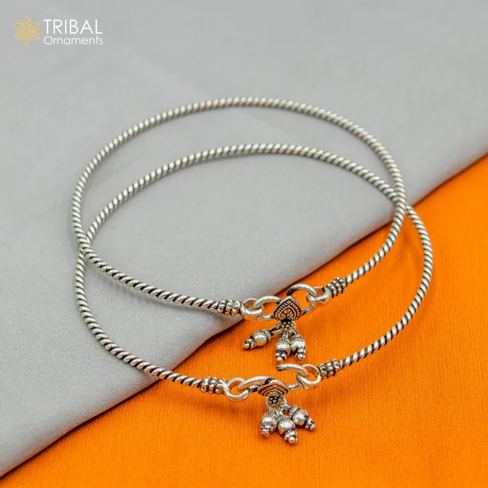 Bracelets TRIBAL ORNAMENTS 925 sterling silver handmade vintage design gorgeous customized foot bracelet anklet kada hanging drops belly dance ethnic jewelry nsfk124