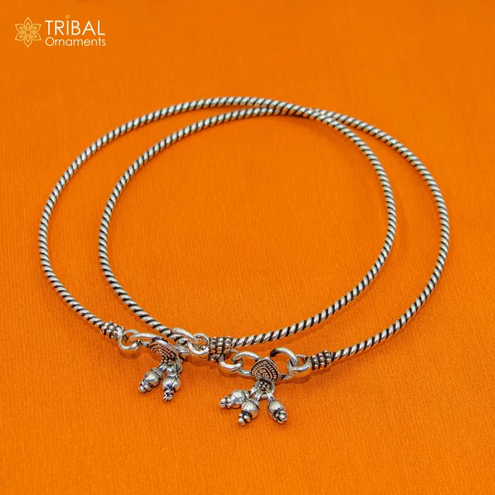 Bracelets TRIBAL ORNAMENTS 925 sterling silver handmade vintage design gorgeous customized foot bracelet anklet kada hanging drops belly dance ethnic jewelry nsfk124