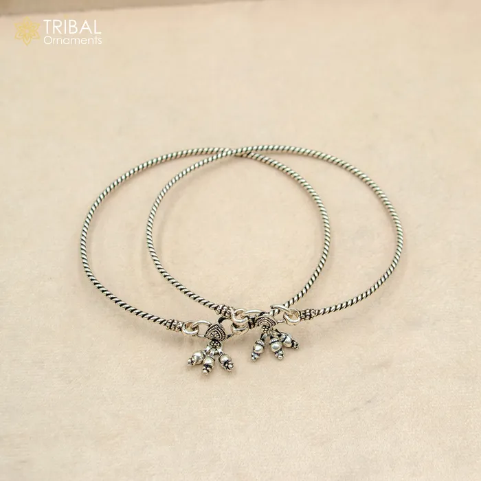 Bracelets TRIBAL ORNAMENTS 925 sterling silver handmade vintage design gorgeous customized foot bracelet anklet kada hanging drops belly dance ethnic jewelry nsfk124