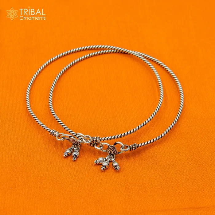 Bracelets TRIBAL ORNAMENTS 925 sterling silver handmade vintage design gorgeous customized foot bracelet anklet kada hanging drops belly dance ethnic jewelry nsfk124