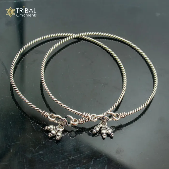 Bracelets TRIBAL ORNAMENTS 925 sterling silver handmade vintage design gorgeous customized foot bracelet anklet kada hanging drops belly dance ethnic jewelry nsfk124