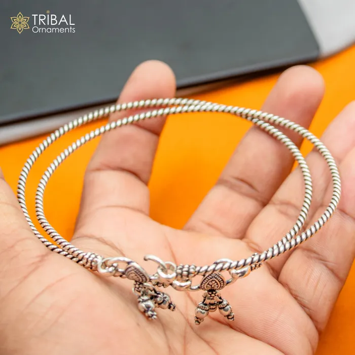 Bracelets TRIBAL ORNAMENTS 925 sterling silver handmade vintage design gorgeous customized foot bracelet anklet kada hanging drops belly dance ethnic jewelry nsfk124