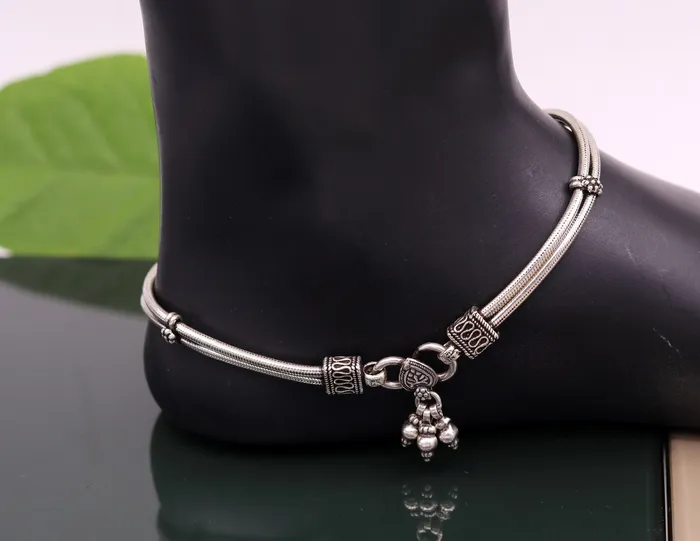 Bracelets TRIBAL ORNAMENTS 925 sterling silver two linelayer snake chain ankle bracelet excellent belly dance customized trendy anklets foot bracelet ank146