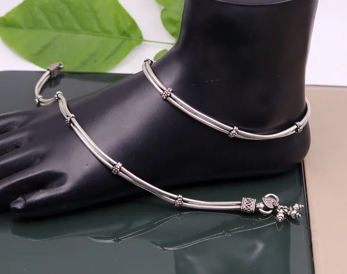 Bracelets TRIBAL ORNAMENTS 925 sterling silver two linelayer snake chain ankle bracelet excellent belly dance customized trendy anklets foot bracelet ank146