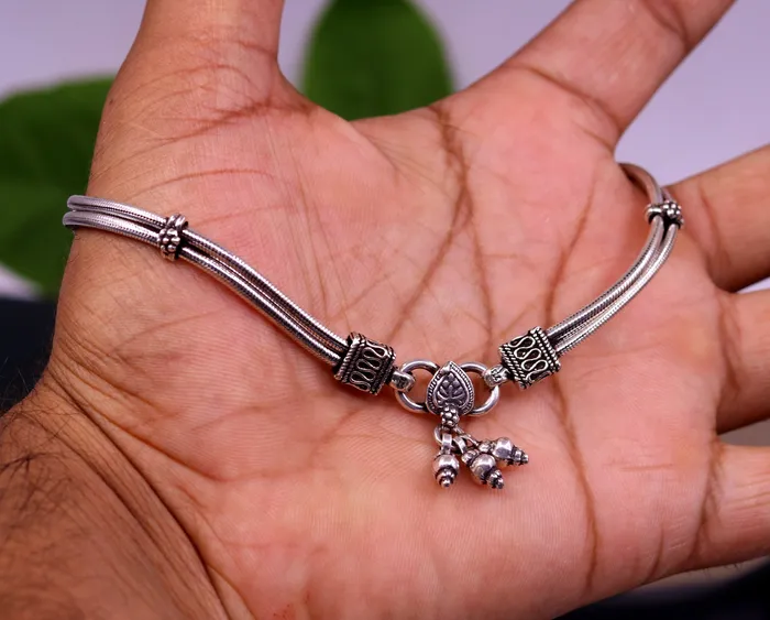 Bracelets TRIBAL ORNAMENTS 925 sterling silver two linelayer snake chain ankle bracelet excellent belly dance customized trendy anklets foot bracelet ank146