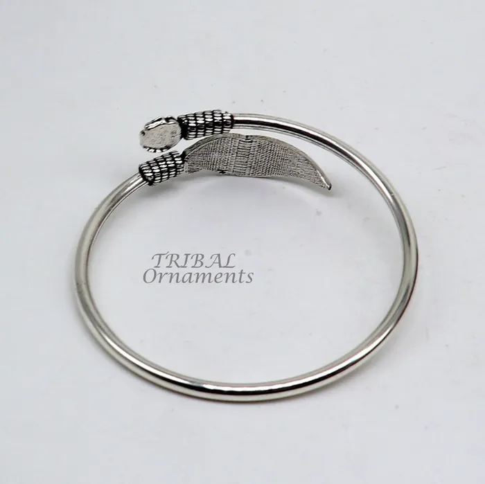 Bracelets TRIBAL ORNAMENTS Flower and tree leaf style 925 sterling silver exclusive design handmade bangle bracelet kada for girls womens silver jewelry nsk635 Bracelets TRIBAL ORNAMENTS Flower and tree leaf style 925 sterling silver exclusive design handmade bangle bracelet kada for girls womens silver jewelry nsk635