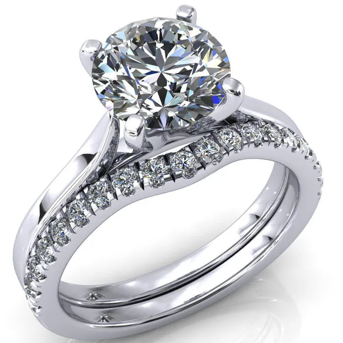 Darci Round Center Stone 4 Prong Cathedral Solitaire Engagement Ring Fire Brilliance Rings Darci Round Center Stone 4 Prong Cathedral Solitaire Engagement Ring Fire Brilliance Rings
