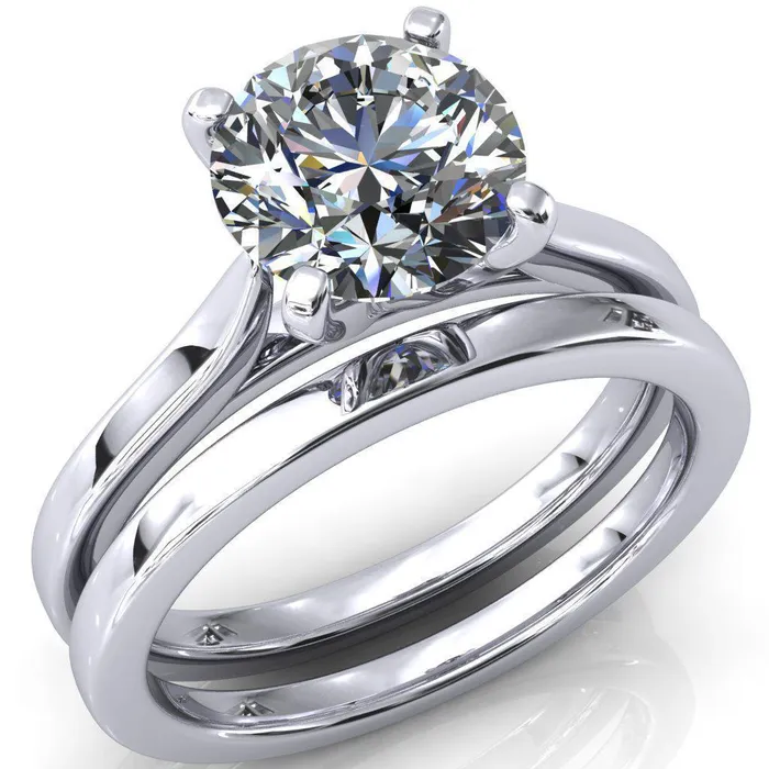 Darci Round Center Stone 4 Prong Cathedral Solitaire Engagement Ring Fire Brilliance Rings