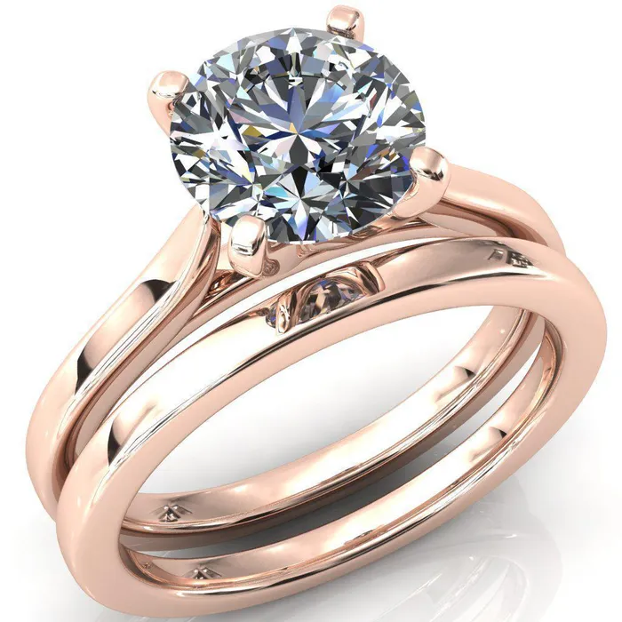 Darci Round Center Stone 4 Prong Cathedral Solitaire Engagement Ring Fire Brilliance Rings