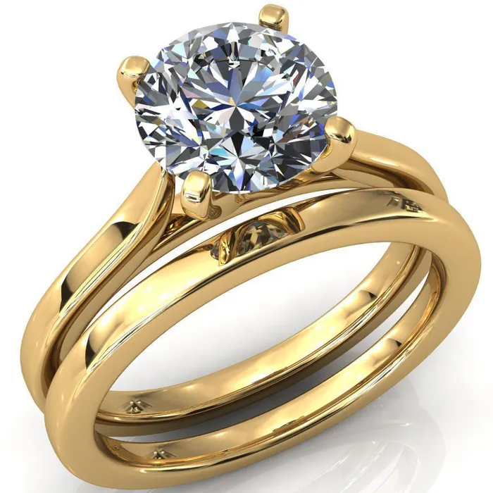 Darci Round Center Stone 4 Prong Cathedral Solitaire Engagement Ring Fire Brilliance Rings