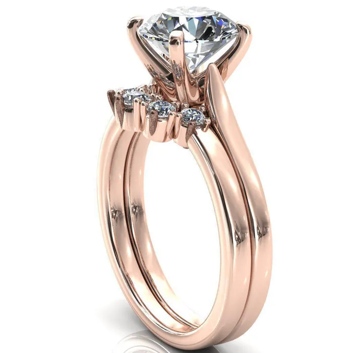 Darci Round Center Stone 4 Prong Cathedral Solitaire Engagement Ring Fire Brilliance Rings