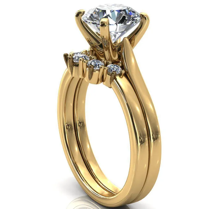 Darci Round Center Stone 4 Prong Cathedral Solitaire Engagement Ring Fire Brilliance Rings